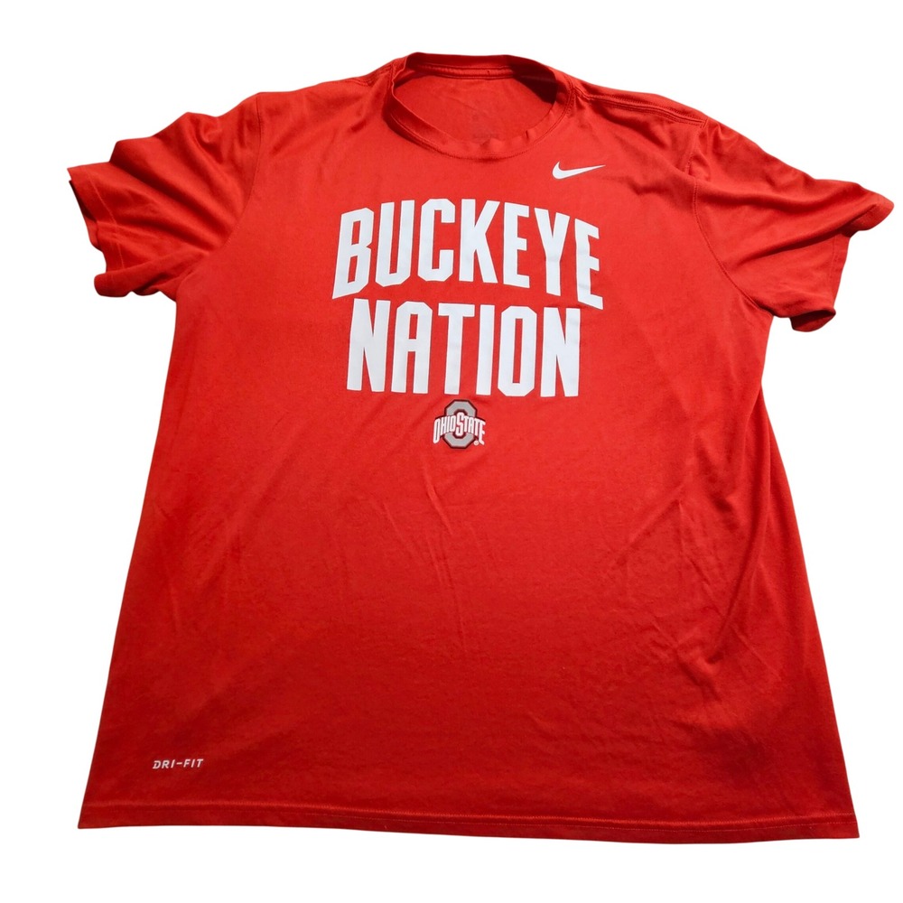 Nike Ohio State Buckeyes T-Shirt Mens XL Red Buckeye Nation Dri-FIT Athletic Tee